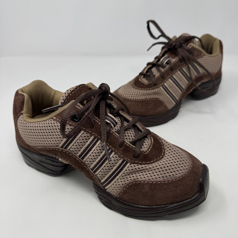 So Danca Split Rubber Sole Dancewear Lace-Up Shoes Sneakers Brown Women's 7.5